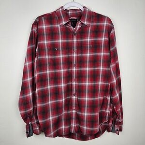 Banana Republic‎ Shirt Mens M Red Plaid Flannel Button Down Long Sleeve Cotton